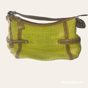 Fossil Purse Purse Handbag Green Woven Leather Straps